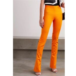VERSACE Cady Bright Orange Pants IT/EU 42 Viscose Satin Bootcut Shiny US 6 Med M
